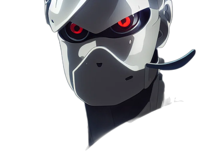 robot, mask, face, animal, concept art, comic book art, anime, 3d render transparent PNG cut-out