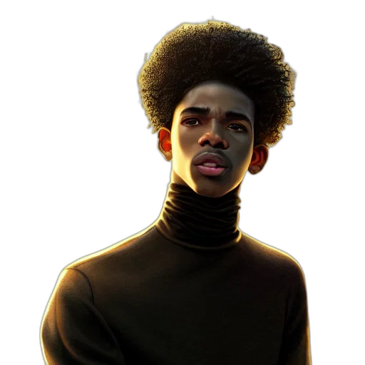 face, hair, jacket, staff transparent PNG cut-out