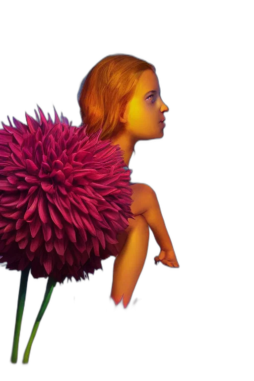 flower, hair, 3d render, photorealistic, concept art, oil painting, closeup, giant transparent PNG cut-out