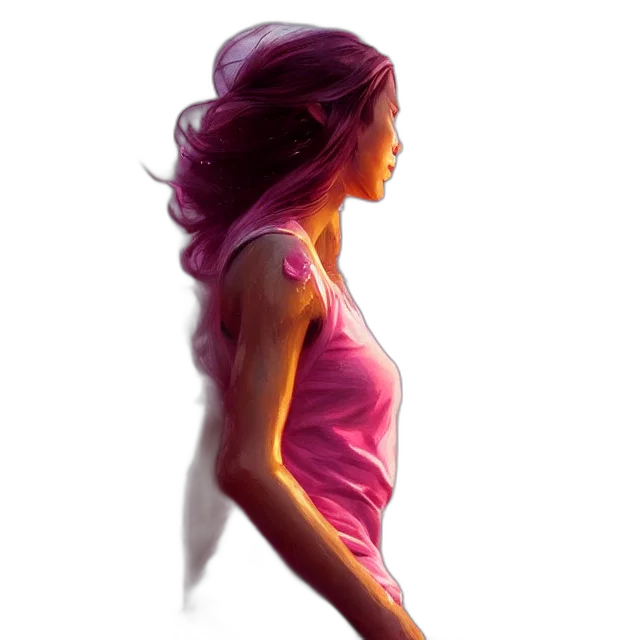 dress, hair, face, photorealistic, concept art, watercolor, oil painting, neon lights transparent PNG cut-out