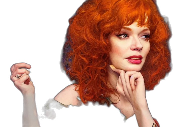 hair, photorealistic, concept art, cartoon, fantasy art, fire, christina, hendricks transparent PNG cut-out