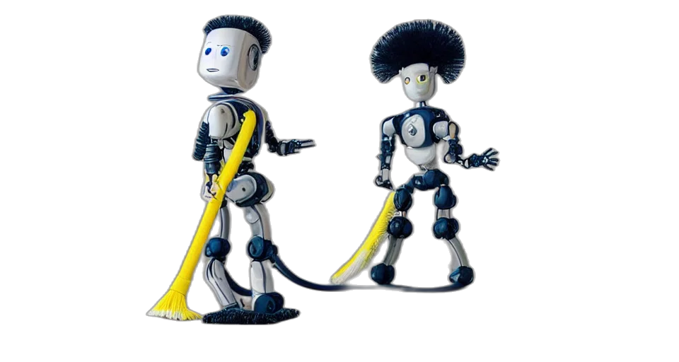 robot, staff, concept art, 3d render transparent PNG cut-out