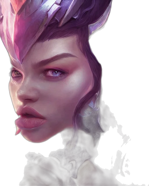 face, crown, mask, fantasy art, concept art, photorealistic, cyberpunk, pastel transparent PNG cut-out