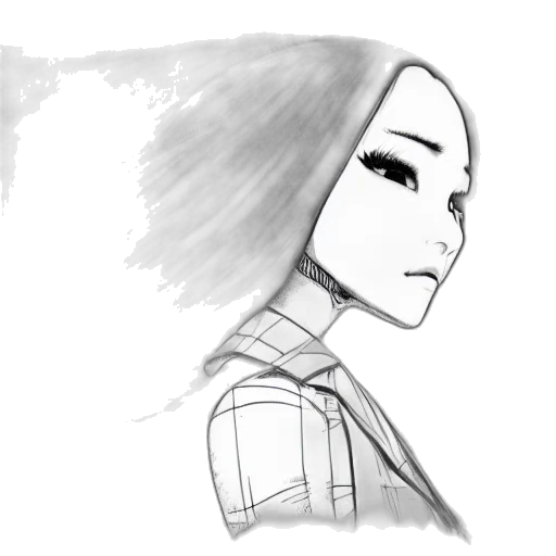 robot, face, mask, hair, concept art, comic book art, anime, cyberpunk transparent PNG cut-out