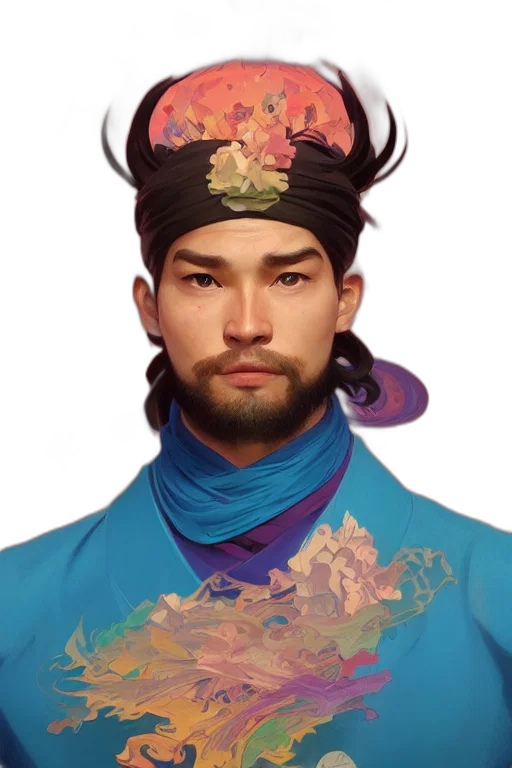 face, staff, crown, hat, fantasy art, concept art, photorealistic, oil painting transparent PNG cut-out