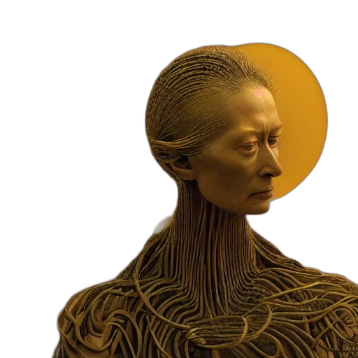 hair, jewelry, face, mask, 3d render, concept art, photorealistic, outer space transparent PNG cut-out