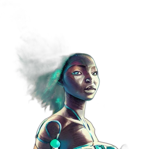 robot, dress, jewelry, face, concept art, cyberpunk, comic book art, fantasy art transparent PNG cut-out