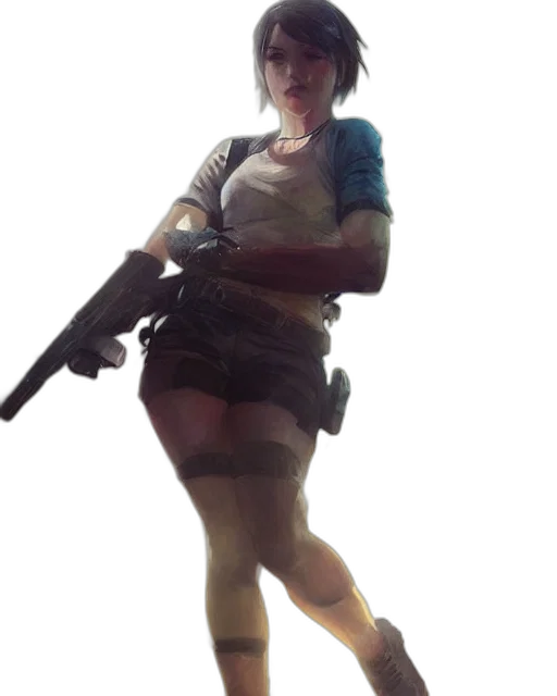 weapon, staff, dress, face, concept art, 3d render, cyberpunk, photorealistic transparent PNG cut-out