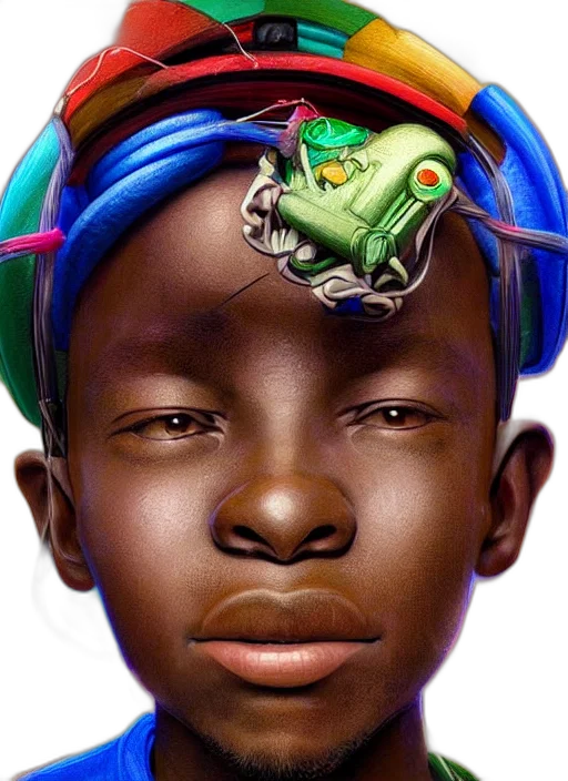 robot, face, mask, crown, photorealistic, concept art, cyberpunk, comic book art transparent PNG cut-out