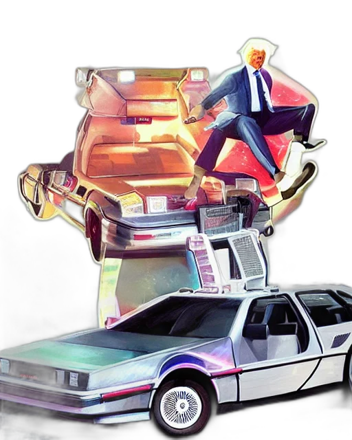 car, robot, jacket, vaporwave transparent PNG cut-out
