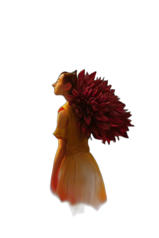 flower, dress, crown, hair, 3d render, concept art, photorealistic, fantasy art transparent PNG cut-out