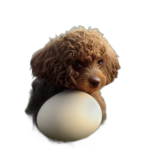 animal, food, photorealistic, 3d render, brown, cavoodle, egg, head transparent PNG cut-out