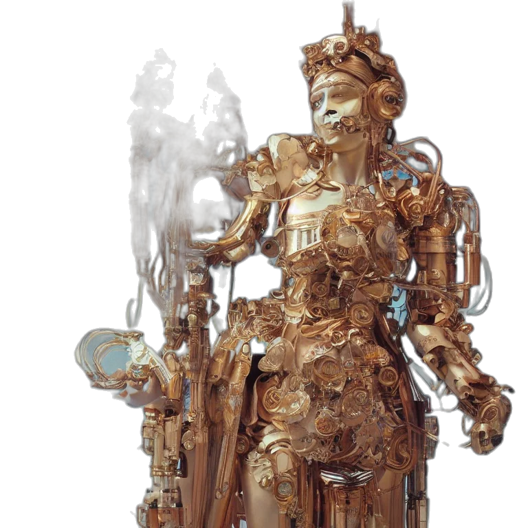 robot, jewelry, staff, concept art, 3d render, fantasy art, octane, render transparent PNG cut-out