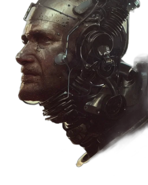 robot, face, mask, creature, cyberpunk, concept art, photorealistic, comic book art transparent PNG cut-out