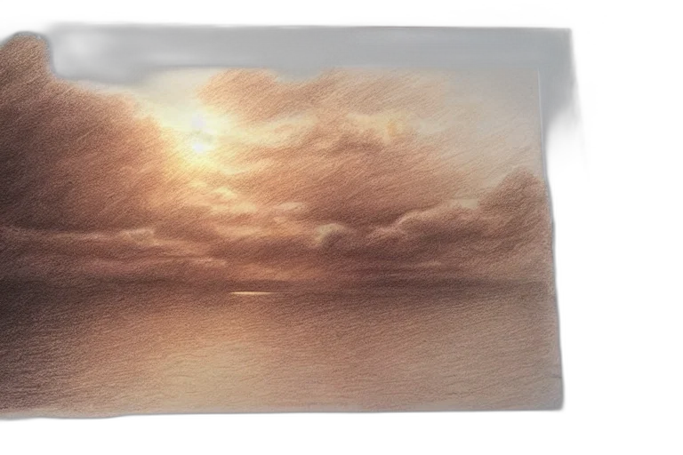 photorealistic, oil painting, watercolor, fantasy art, sunset, fog, beach, golden transparent PNG cut-out