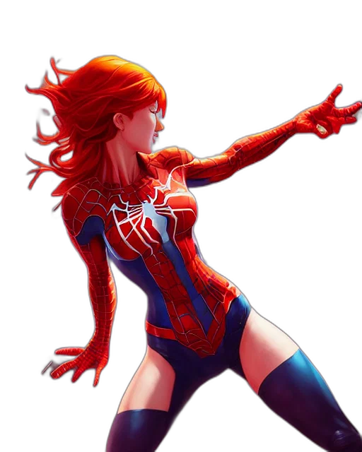 comic book art, concept art, fantasy art, pixel art, red, haired, mary, jane transparent PNG cut-out