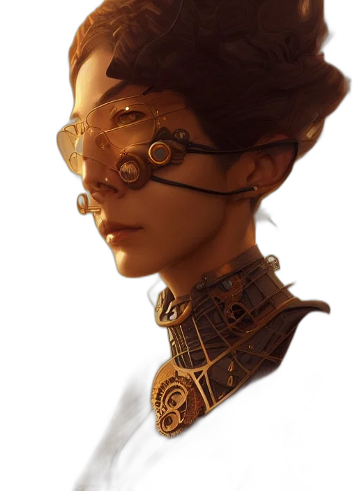 mask, robot, face, jewelry, concept art, cyberpunk, fantasy art, photorealistic transparent PNG cut-out