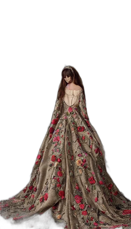 dress, crown, 3d render, photorealistic, concept art, fantasy art, long, beautiful transparent PNG cut-out