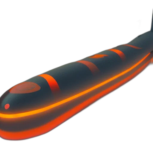 weapon, sword, staff, umbrella, 3d render, concept art, submarine, orange transparent PNG cut-out