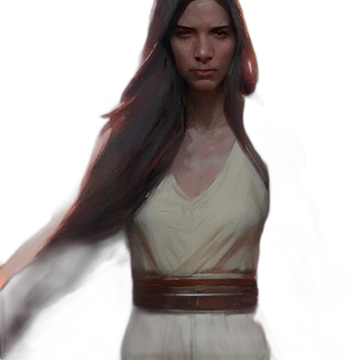 dress, face, staff, creature transparent PNG cut-out