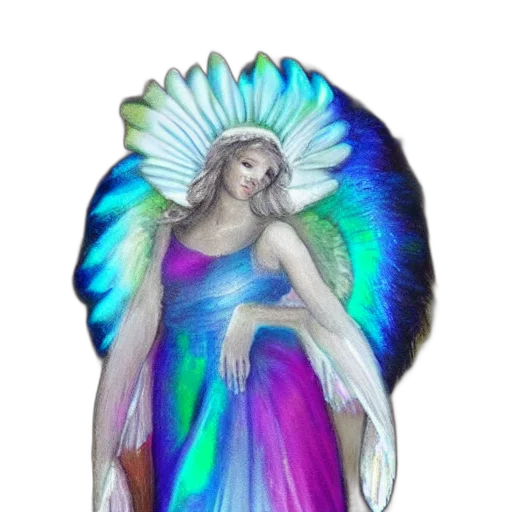 jewelry, dress, staff, fantasy art, vaporwave, concept art, watercolor, colorful transparent PNG cut-out