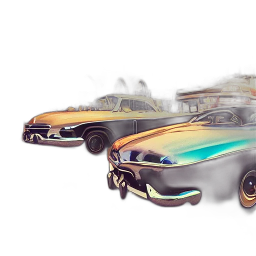 car, 3d render, photorealistic, concept art, fantasy art, parked, retro, futuristic transparent PNG cut-out