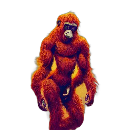 animal, creature, staff, jacket, concept art, photorealistic, anthropomorphic, orangutan transparent PNG cut-out