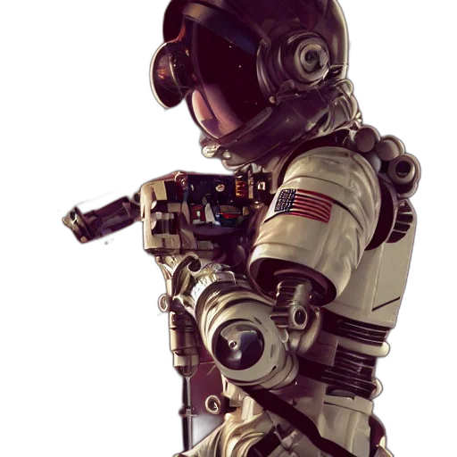 robot, weapon, staff, jacket, concept art, cyberpunk, 3d render, pixel art transparent PNG cut-out