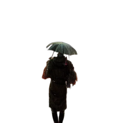umbrella, jacket, dress, hat, concept art, photorealistic, 3d render, pixel art transparent PNG cut-out