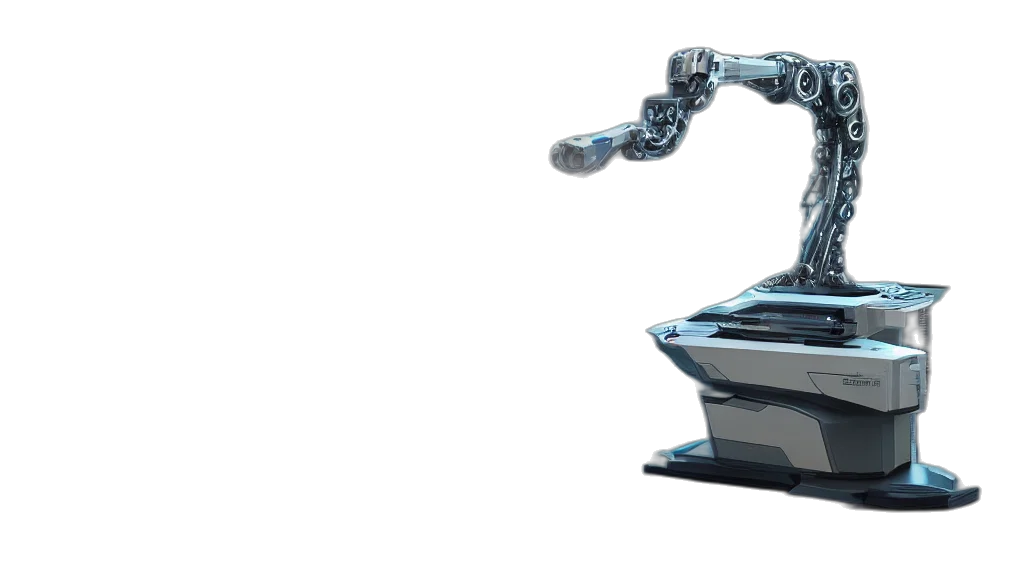 robot, weapon, 3d render, concept art, cyberpunk, bladerunner, complex, thick transparent PNG cut-out