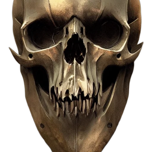 mask, face, weapon, crown, concept art, photorealistic, 3d render, fantasy art transparent PNG cut-out