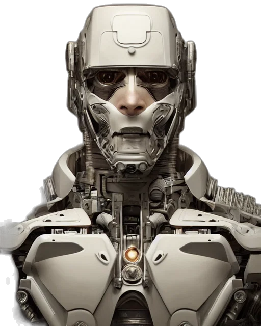 robot, face, concept art, 3d render transparent PNG cut-out