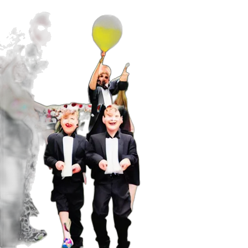 concept art, 3d render, funeral, extremely, happy, guests, balloons, confetti transparent PNG cut-out
