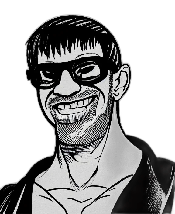 face, staff, creature, comic book art transparent PNG cut-out