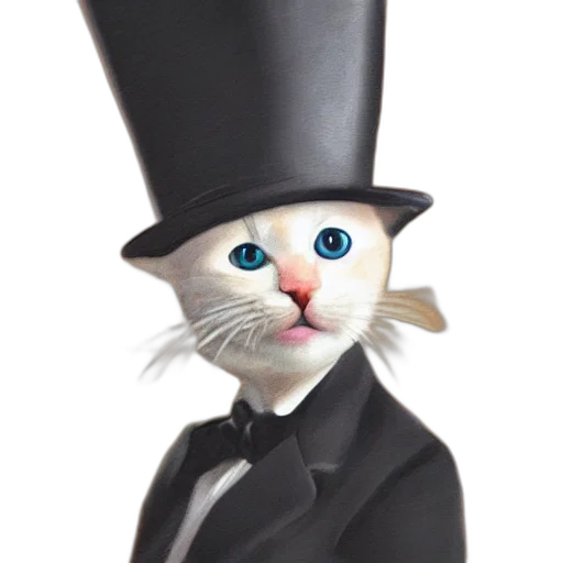 hat, staff, animal, cartoon, photorealistic, oil painting, concept art, detailed transparent PNG cut-out