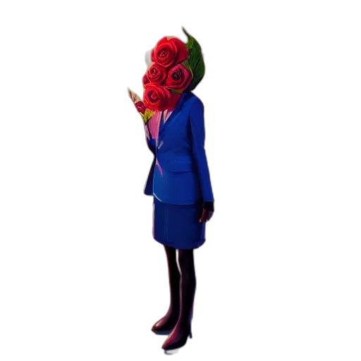flower, dress, jacket, staff, concept art, 3d render, pixel art, vaporwave transparent PNG cut-out