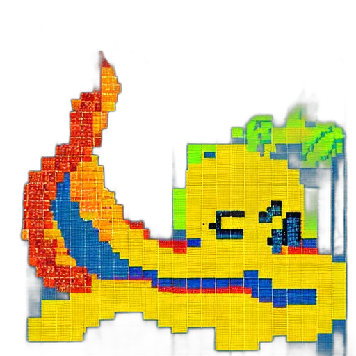 dragon, crown, robot, hat, pixel art, 3d render, concept art, colorful transparent PNG cut-out