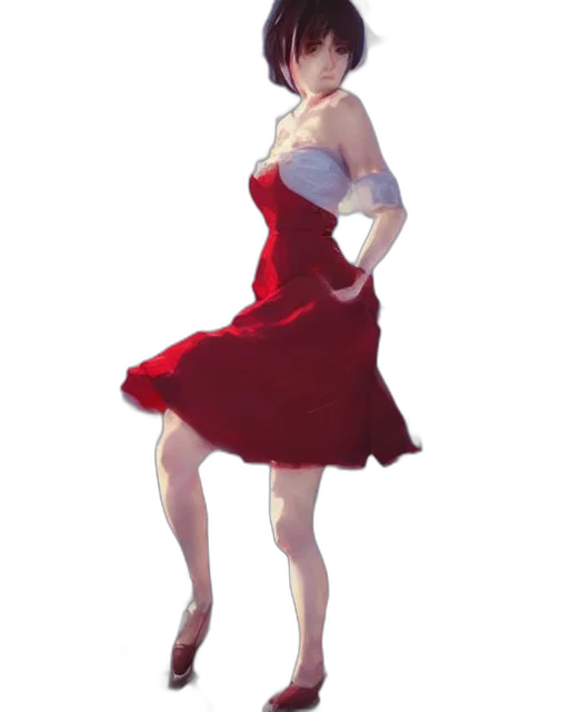 dress, staff, concept art, pixel art, anime, 3d render, red, monochrome transparent PNG cut-out