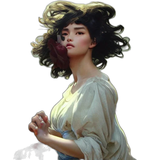 dress, hair, face, crown, photorealistic, fantasy art, concept art, oil painting transparent PNG cut-out