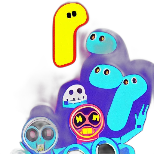robot, mask, creature, concept art, pixel art, 3d render, vaporwave, outer space transparent PNG cut-out