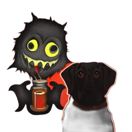 concept art, 3d render, pixel art, fantasy art, cultist, dog, glowing, red transparent PNG cut-out