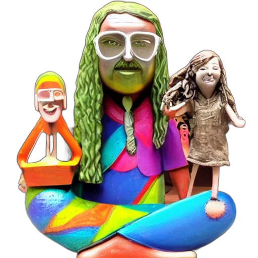 3d render, cartoon, hippy, sculpture transparent PNG cut-out