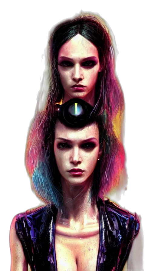 face, hair, robot, cyberpunk transparent PNG cut-out