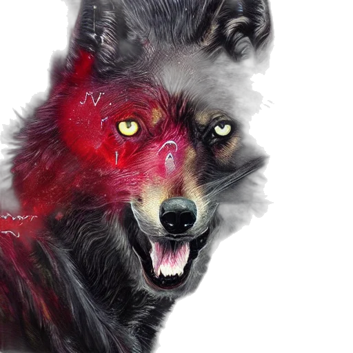 animal, creature, mask, photorealistic, concept art, fantasy art, watercolor, red transparent PNG cut-out