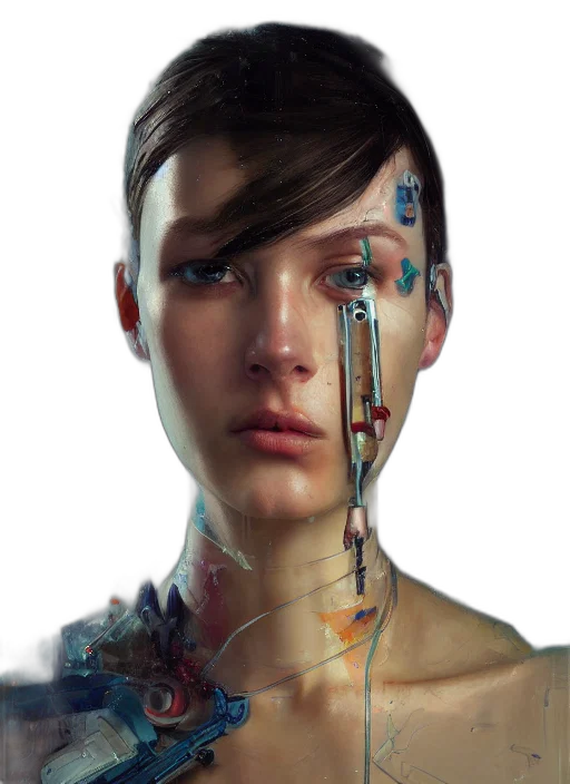 robot, face, jewelry, cyberpunk transparent PNG cut-out