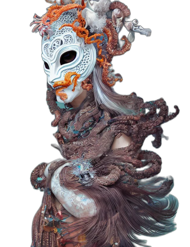 mask, creature, staff, face transparent PNG cut-out