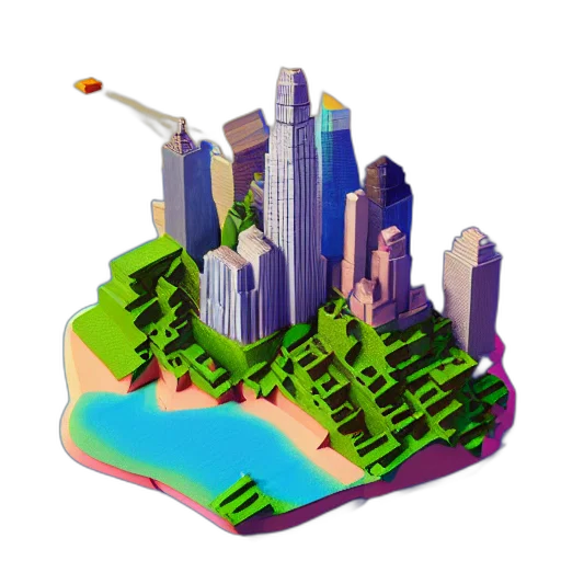 building, pixel art, 3d render, concept art transparent PNG cut-out