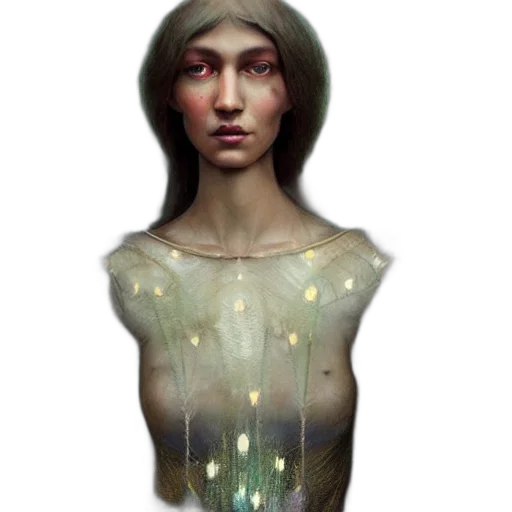 dress, jewelry, face, robot, fantasy art, concept art, photorealistic, 3d render transparent PNG cut-out