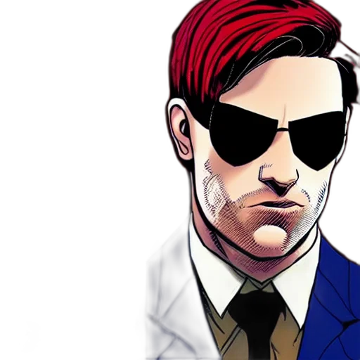 jacket, face, comic book art, cartoon, concept art, pixel art, red, matt transparent PNG cut-out