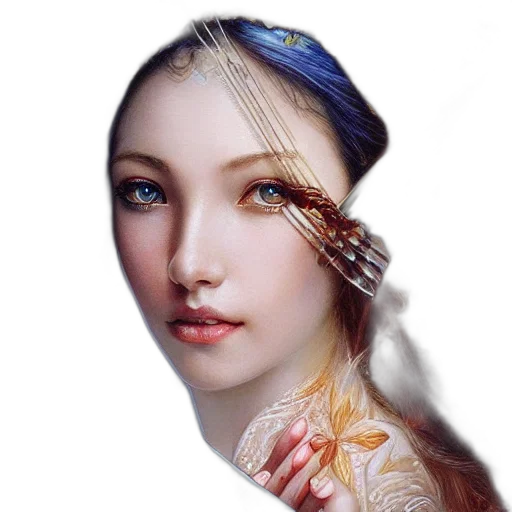 jewelry, crown, face, dress, photorealistic, fantasy art, oil painting, concept art transparent PNG cut-out